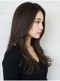 グラマラスロング/かきあげバング/ワンカール/ココアブラウン