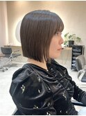 切りっぱなしボブタッセルボブダブルカラーオリーブベージュ