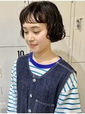 内巻きボブ+ウェーブ