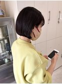 丸みボブ×ボルドーブラウン