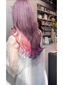 裾カラー・ピンクヘア・ダブルカラー・ケアブリーチ・ピンク