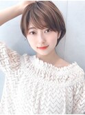 Say.ショートボブホワイトグレージュミニウルフぱっつん前髪青山
