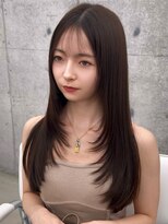 コート 表参道(Cote)&nbsp;韓国ヘア 2wayバング 顔まわりカットNo.1 レイヤー グレージュ