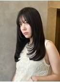 美髪レイヤーカット/顔まわりレイヤー/くびれミディアムレイヤー