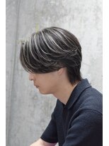 メンズオルズ 渋谷(MEN'S ALLZ) ホワイトハイライトブリーチセンターパートウルフフェザーパーマ