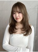 ブリーチなしダブルカラー柔らかいレイヤーカットオリーブカラー