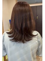 桃の木 ヘアー(桃の木 hair) ワンカラーで作るココアブラウン×くびれミディアムレイヤー