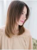 センターパートで小顔ナチュラルストレートg古河20代30代40代