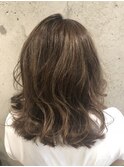 シルキーベージュハイライトカラー大人ウルフパーマ
