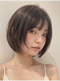 ブリーチなし/アッシュ/レイヤー/ショート/30代/前髪あり