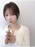 姫カットレイヤー細めハイライトラ韓国風巻きくすみベージュ