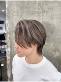 ホワイトメッシュ/ツイスト/ツイスパ/パーマ/メンズ/眉毛