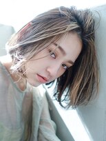 アルバム 銀座(ALBUM GINZA)&nbsp;ワンカールボブ_オリーブカラーハイライトカラー_58088