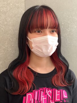 ロンドヴァリー 渋谷店(Lond vallee) セクションカラーインナーカラーレッド