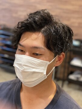 マーズ オム 売布店(mars HOM) Toshima×ツーブロック×アップバング×スパイラルパーマ