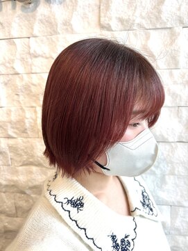 ルシードスタイルレーヴ(LUCIDO STYLE REVE) 韓国風ショートボブ×レッドオレンジ