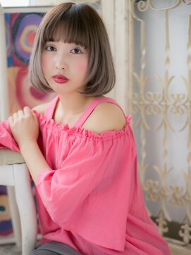 モッズ ヘア 福岡姪浜店(mod's hair) mod's姪浜/ぱっつん前髪グレージュアッシュ切りっぱなしボブh