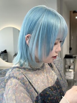 ソル ジングウマエ(SOL JINGUMAE) ハイトーンタッセルボブ切りっぱなしボブペールピンクブロンド