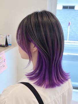 アズールサン 草加西口店(azule-sun) インナーカラー,ビビットパープル,レイヤースタイル【草加】
