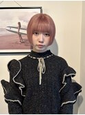 20代30代ピンクベージュショートボブ