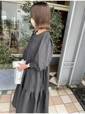 切りっぱなしボブ　ミルクティー