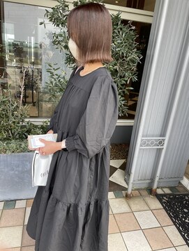 ヘアメイク アース 秋田仁井田店(HAIR & MAKE EARTH) 切りっぱなしボブ　ミルクティー