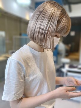 アース 錦糸町店(HAIR&MAKE EARTH) 20代30代40代ダブルカラーブリーチ耳掛けシースルーバンク