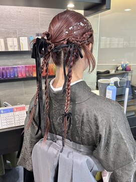 ケンジ 横浜(KENJE) 袴ヘア/着物ヘア/ツインヘア/ベロアリボン/編みおろし/卒業式