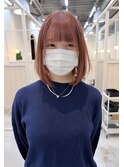 ゆるふわボブで可愛く♪「ピンクベージュ」