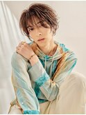 メンズ曲がる縮毛矯正×シースルーマッシュ×アッシュブラウン
