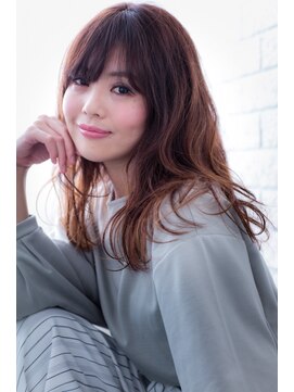 エルデ ナインズ ヘアー スタンド 川口店(elde 9's HAIR STAND) 95モーブカラーのワイドバングで大人かわいいくびれミディ 川口