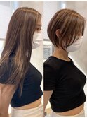 バッサリショートボブ イメチェン くびれ イルミナカラー 前髪