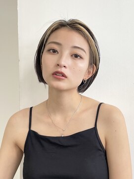 サンク 原宿 表参道(cinq) ダブルカラーケアブリーチインナーカラーイルミナカラーミニボブ