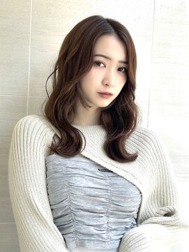 オーロ(ORO) ワンレン前髪ネビージュ黒髪ボブルフ