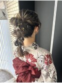 浴衣ヘア　浴衣　ヘアセット　編み下ろし