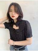 〈藤間〉韓国くびれボブ/顔まわりレイヤー/大人かわいい