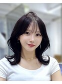 韓国風くびれミディ×束感バング10代20代30代