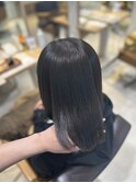 地毛も透明感ミディアムボブ髪質改善カラー10代20代30代