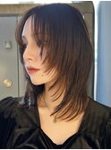 顔周りレイヤーカットくびれヘアミルクティーベージュカラー韓国