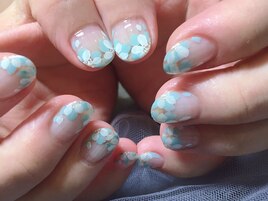 夏　お花フレンチネイル