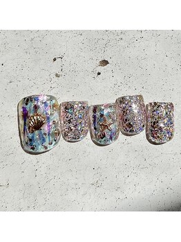 ネイルアンドまつげ リュフェール 五反田(Nail Lufaire)/フットキラキラネイル