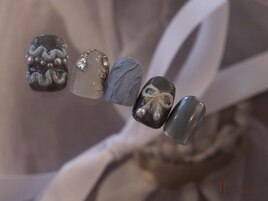 トレンドリボン質感ネイル