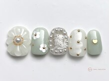 ネイルメゾン 池袋店(NAIL MAISON)/グリーンぷっくりお花￥7800