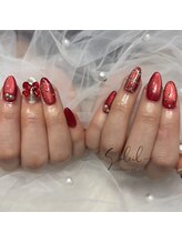 ネイルサロン ソレイユ(Nailsalon Soleil)/マグネット赤チェック♪