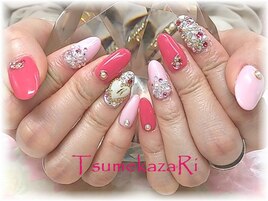 3Dハート★ピンク★ジェム敷詰め