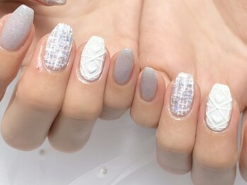 ツイード×ハートニット