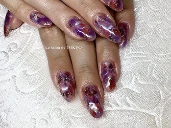 紫陽花カラーのニュアンスネイル