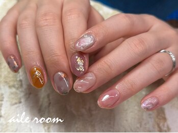 エールルーム 中目黒(aileroom)/ピンク ちぐはぐ ネイル