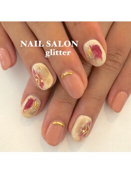 ネイルサロン グリッター(NAIL SALON glitter)/ぬりかけ秋ネイル