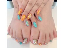 グランドトゥルース ネイルアンドアイラッシュ 守谷店(GRAND TRUTH)/フット持ち込みデザインネイル☆